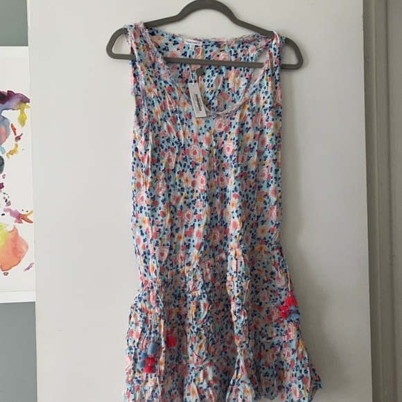 Poupette St. Barth Floral Mini Dress - Blue and Pink - Picture 11 of 12